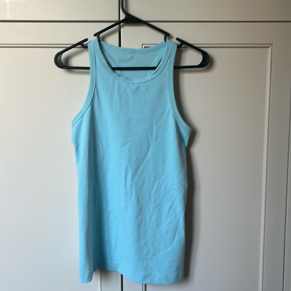 Luluelemon-Align Hip-Length Racerback Tank Top. Size-8 / Color-Icing Blue
